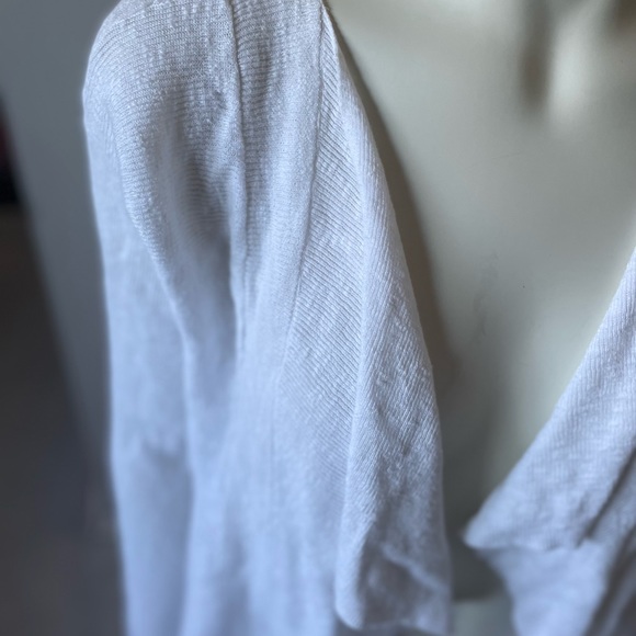 Eileen Fisher White Linen Blend Open Front Cardigan- Size Small - Picture 10 of 12